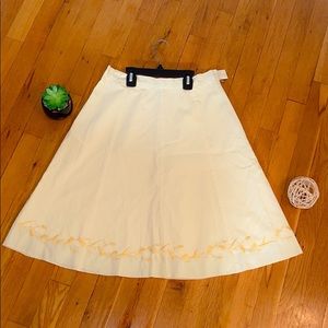 Once+Again Gold detail embroidered eggshell skirt